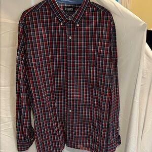 Chaps Men's Plaid Shirt in Red and Blue